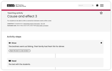 A screenshot of the Teaching Resources Centre showing a teaching activity